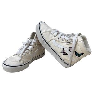 Vans Sk8-Hi Butterfly Embroidered High Top Sneakers Girls White Size 13